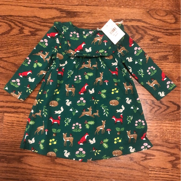 Mini Boden Other - NEW Baby Boden Shady Green Festive Woodland Dress